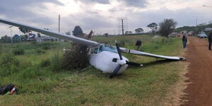 Light aircraft crash lands in Kiambu on Thursday evening, February 3, 2022.