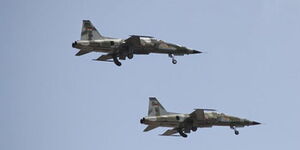 Kenya Airforce pulling stunts during national event