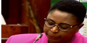 Former Malindi MP Aisha Jumwa during parliament vetting on Tuesday October 18, 2022