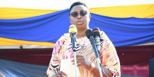 Gender,Public Service and Affirmative Action CS Aisha Jumwa speaking at a past event.
