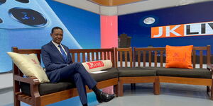Foreign Affairs CS Alfred Mutua during an interview with JKLive at Citizen TV on January 18, 2023.