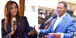 Photo collage of Yvonne Okwara (left) and Machakos Governor Alfred Mutua (right)