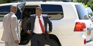 Machakos Governor Alfred Mutua pictured arriving at the Kenya School of Government (KSG) for a devolution meeting on February 20, 2020