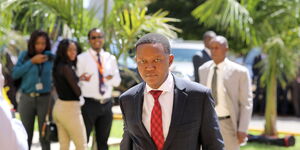 Machakos Governor Alfred Mutua arrives at the Kenya School of Government in Kiambu County for a devolution meeting on  February 20, 2020