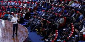 Alibaba executive chairman Jack Ma talks to young entrepreneurs and students at the University of Nairobi, Kenya. September 2019.