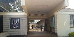 Photo showing entrance into one of the buildings at Alliance High School.