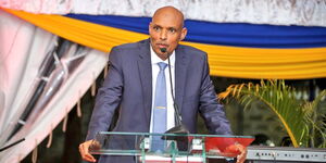DCI Boss Amin Mohamed speaking during a meeting with DCI officers in Nairobi on December 2, 2023.