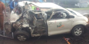 An Image of the Taxi Driver Crashed by a LorryFerrying Wood at Eveready Roundabout, Nakuru County on Thursday, July 29, 2021.