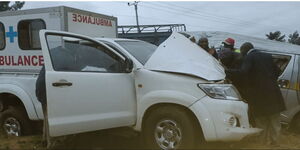 An accident involving an ambulance and a matatu along Embu-Nairobi Highway