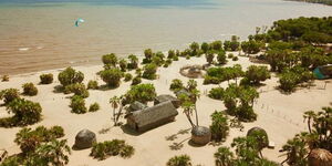 An aerial view of the beaches of Eliye Springs in Turkana County