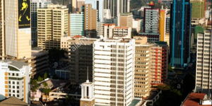 An aerial view of buildings in Nairobi