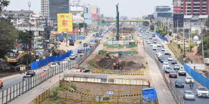 An aerial view of the on-going Nairobi Expressway project along Mombasa Road