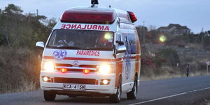 An ambulance headed to deliver emergency services.