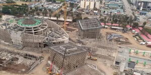 An ariel view of a section of the construction site in Nairobi's Uhuru Gardens.