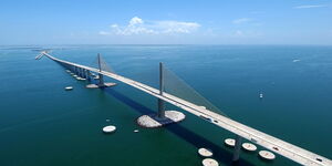 An artists impression of a floating bridge.
