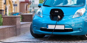 An electric car charging