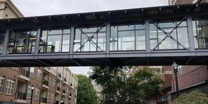 An example of a skywalk connecting two buildings
