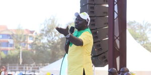  Name An image of Deputy President William Ruto at the Thika Stadium on Sunday, March 13