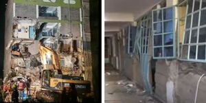 An image of the building that began sinking in Juja, Kiambu County.