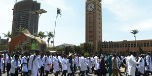 An undated photo of Kenyan doctors on the street.