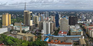 An aerial view of Nairobi City's skyline in 2023. 