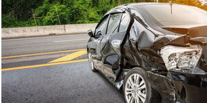 An undated photo of a damaged car from a past accident.