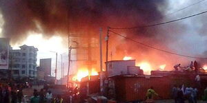 An undated photo of a fire in Kawangware, Nairobi County
