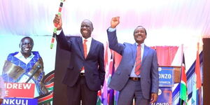 Andrew Sunkuli (left ) and Wiper Party presidential canddate Kalonzo Musyoka on May 16, 2022..jpg