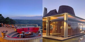 Photo collage of Angama Mara Safari lodge located in Maasai Mara Kenya