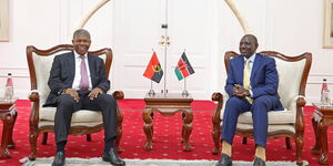 President João Lourenço of Angola together with President William Ruto at State House Nairobi on October 21, 2023.