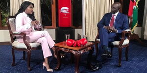 Anne Kiguta (left) with Deputy President William Ruto at the DP's Karen, Nairobi home in July 2019