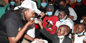 Nairobi Ag Governor Ann Kananu celebrated her 41st birthday with children from Hidden Talent Academy in Ngando ward Dagoretti South on May 1, 2020 