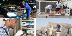 Graphical representation of different artisans at work.