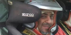 An image of rally driver Asad Khan in a past rallying event.