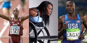 Photo Collage of Stephen Cherono of Qatar, Anne Wafula Strike of UK and Bernard Lagat of US