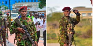 Photo collage of Clinton Atika Onserio, a GSU officer.