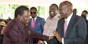 President William Ruto and COTU boss Francis Atwoli in Kakamega County on December 8, 2022.