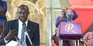 Photo collage between Ibrahim Auma and Former Prime Minister Raila Odinga