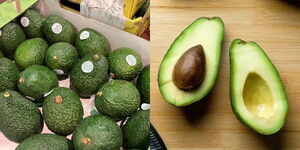 File photo of first batch of avocados exported to China and a cut one