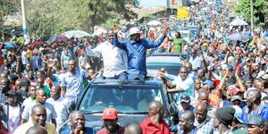 Azimio Chief Raila Odinga arrives at the Kamukunji Grounds for a consultative forum on Wednesday, December 7, 2022.