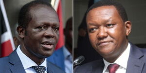 Azimio Executive Director Raphael Tuju (left) and Maendeleo Chap Chap leader Alfred Mutua.