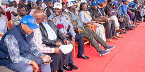 Azimio members led by Raila Odinga during a political rally in Sirisia on May 29, 2022.
