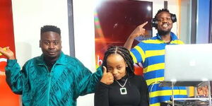 An image of Bambika show hosts Timeless Noel, Laura Karwirwa and DJ Gee Gee. 