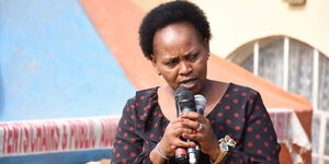 Baringo Woman Rep Gladwell Tungo giving an address at a past event