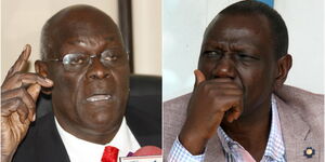 A photo collage of former Westlands MP Fred Gumo and Deputy President William Ruto.