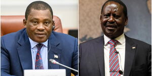 A photo collage of National Assembly Speaker Justin Muturi and Orange Democratic Movement (ODM) leader Raila Odinga.