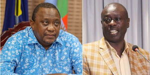 A photo collage of former President Uhuru Kenyatta and Deputy President Rigathi Gachagua.