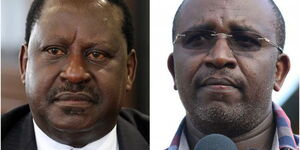 A photo collage of former Prime Minister Raila Odinga and Meru Senator Mithika Linturi.