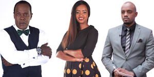 A photo collage of Citizen TV journalists Jeff Koinange, Mukami Wambora and Bernard Ndong.