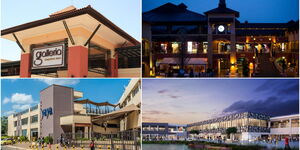 A photo collage of shopping malls in Nairobi, Kenya.